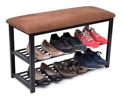 Madison park mirage indoor storage bench this bench has got a storage and tufted top. Birdrock Home Storage Shoe Rack Bench For Entryway Brown Cushion Seat Metal Entrance Sitting Shoe Holder Front Door Organizer Home Storage Buy Online In Guernsey At Guernsey Desertcart Com Productid 38330455