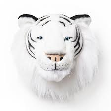 Kids White Tiger Plush Animal Head Wall Decor Pet Tiger Animal Heads White Tiger