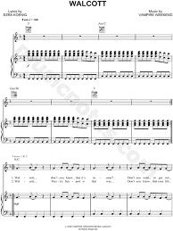 Vampire Weekend Walcott Sheet Music In F Major Transposable Download Print Sku Mn0066901