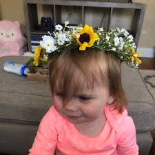 Flower Girl Sunflowers Headband, Wedding Headband, Sunflowers and Baby's  Breath Headband, Flower Girl Headband