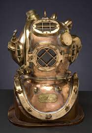 Hard Hat Divers Rare Us Navy Twelve Bolt Hard Hat Diving Helmet With Helium Tank By Diving Helmet Diving Gear Diver