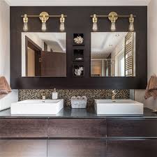 A contemporary vanity style tends to compliment the rest of the house décor. Globe Electric Alexandria 3 Gold Modern Contemporary Vanity Lights 5 Piece Bathroom Set 51563 Rona