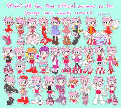 All Amy Rose official costumes: : r/SonicTheHedgehog