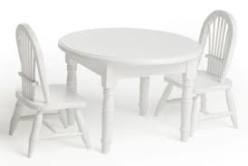 Doll Table And Chair Set The Round Table Has Victorian Double Profile And Baluster Legs Add Wooden Table And Chairs 18 Inch Doll Furniture White Wood Table
