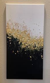 Black And Gold Artwork Blue And White With Gold Flakes Etsy In 2020 Abstract Canvas Painting Gold Wall Art Painting Art Projects