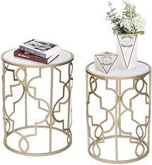 The smaller table is identical in style and is 14.25in. Great For Joveco End Tables Set Of 2 Coffee Table Gold Nightstands Indoor Outdoor Decorative Round Nesting Tab Gold Coffee Table Nesting Tables Gold Nightstand