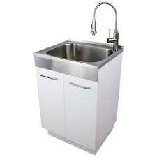 drain and faucet in the utility sinks