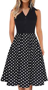 Maybe you would like to learn more about one of these? Fantaist A Line Dress Women Shirt Collar Button Vintage Polka Dot Elegant Dinner Party Dresses With Pockets S Ft651 Black Dot At Amazon Women S Clothing Store