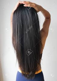 Mila kunis long choppy layered hairstyles. Back View Of Woman With Beautiful Long Straight Black Hair Lizenzfreie Fotos Bilder Und Stock Fotografie Image 143620195