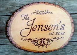 Rustic Wood Family Name Sign Organic Vine Leaves Laurel Etsy Wood Burning Crafts Wood Burning Patterns Rustic Wood