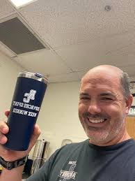 Mr. Waldo with his awesome new tumbler and his amazing hairline! 😂 He was  the winning teacher today for “Future Me” Day.