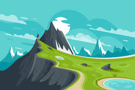 Check spelling or type a new query. Flat Man On Nature Mountain Background With Sun And Cloud Kit8 Net Nature Illustration Illustration Cloud Illustration Design