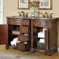 Thisa�52 inch bathroom vanity is calling out the vintage and rustic lovers with its gorgeous design. Silkroad Exclusive Granite Stone Top 52 Inch Double Sink Cabinet Bathroom Vanity Overstock 6304583