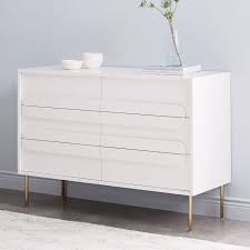 gemini 6 drawer dresser white lacquer