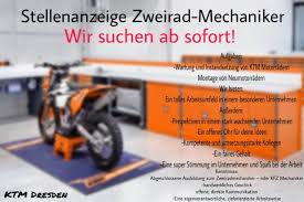 Ktm Dresden Stellenanzeige Zweirad Mechaniker Facebook