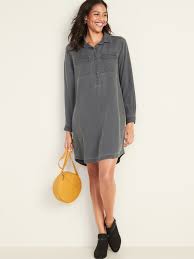 Faded Twill Shirt Dress For Women Old Navy