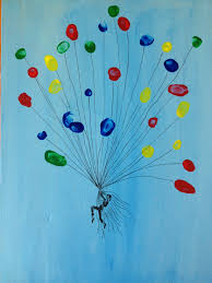 Geschenk Fur Eine Kollegin Die Luftballons Sind Fingerabdrucke Der Kinder Auf Leinwa Abschiedsgeschenk Basteln Abschiedsgeschenk Basteln Kollegin Geschenke