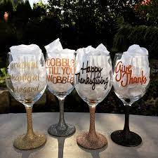 Find thanksgiving drinkware and celebrate in style. Thanksgiving Wine Glass Set Thanksgiving Wine Glass Thanksgiving Wine Diy Wine Glasses