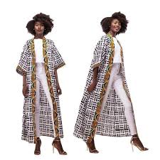 Black And White Kimono Duster Hand Printed Batik Kimono Duster Made In Ghana By Adinkra Expo Kente African Fashion African African Print Fashion African Fashion African Clothing Styles