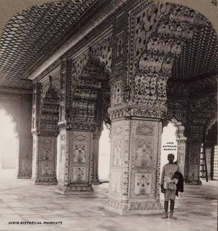 The Diwan-i-Khas, Red Fort, Delhi, 1910— the Mughal emperor's Hall of Private Audience, built of white marble and once richly inlaid with precious stones, where the famed inscription proclaimed, “If there be