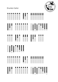 Drunken Sailor Tabs For Tin Whistle Tin Whistle Flute Sheet Music Basic Music Notes