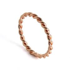 Chatelaine ring with diamonds in 18k rose gold, 7mm. Rose Gold Plated Sterling Silver Twisted Rope Stacking Ring Size H X Jewellerybox Co Uk