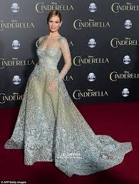 In the blue dress it was particularly tight. Lily James Blue Lace Long Sleeve Celebrity Dress Cinderella Premiere