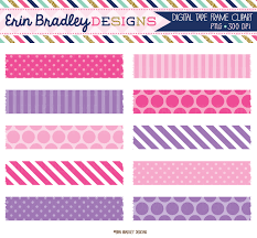 Pink And Purple Digital Washi Tape Clipart Graphics Personal Commercial Use Clip Art Clip Art Washi Tape Planner Stickers