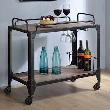 Black And Gold Bar Cart Serving Cart Rustic Oak Black Walmart Com Acme Furniture Vintage Bar Carts Gold Bar Cart