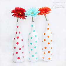 Pretty In Polka Dots Wine Bottle Vases Tutorial Wine Bottle Diy Crafts Painted Wine Bottles Wine Bottle Crafts