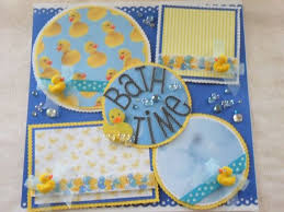 Free designer collections related to bath time gallery. Bath Time New Baby Rubber Duckies 12x12 Premade Scrapbook Page By Kari Baby Girl Scrapbook Baby Scrapbook Pages New Baby Products