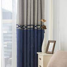 Our french bedroom window was a little wide for the width of these so we have to draw them. Blue Grey Jacquard Curtain Double Color Splicing Chenille Curtain Living Room Bedroom Fabric One Panel