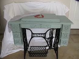 Singer Treadle Sewing Machine Cabinet Gets A Makeover In Duck Egg Blue Sewing Machine Cabinet Singer Sewing Tables Sewing Table