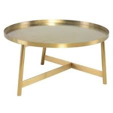By walker edison furniture company (45) piper 36 in. 31 5 W Sarah Coffee Table Gold Brushed Metal Round Top Modern Asymmetrical Base Ebay