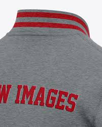 Download Men S Heather Letterman Jacket Or Varsity Jacket Half Back Side View In Apparel Mockups On Yellow Images Object Mockups