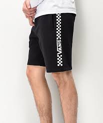 Black And White Checkered Shorts Mens Vans Side Check Black Fleece Sweat Shorts Zumiez Black Shorts Men Sweat Shorts Shorts