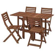 This is a portable outdoor. Applaro Table And 4 Folding Chairs Outdoor Brown Stained Ikea