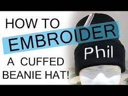 Knit cap with embroidered nautical initials. How To Embroider A Cuffed Beanie Hat Youtube