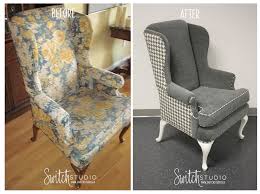 Houndstooth Upholstery Reupholster Furniture Leather Dining Room Chairs Wingback Chair