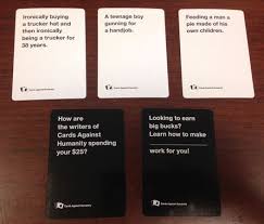 Cards against humanity is a card game often played in character over at the pretend you're xyzzy site. Cards Against Humanity Retail Pack Board Game Boardgamegeek