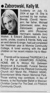 Obituary for Kelly M. Zaborowski (Aged 19)