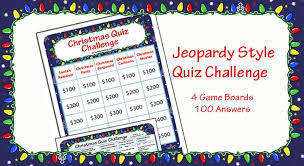 Printable christmas games for kids. Christmas Quiz Challenge Printable Jeopardy Style Quiz Game