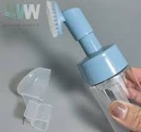 Cosmetic 120ml 150ml 200ml Black Pet Plastic Face Wash Foam Pump Bottle  with Silicone Brush