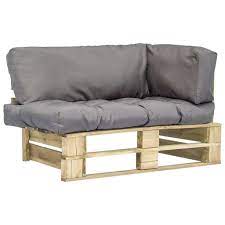 Ecksofa mit armlehnen aus paletten. Vidaxl Garten Palettensofa Mit Grauen Kissen Real De