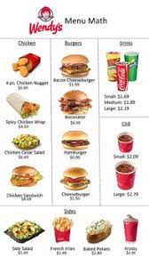 Wrap up your lesson on menu math with this worksheet, which gives students the chance to read the cost of menu items and figure the total cost for various meals. Wendy 39 S Menu And Worksheet To Practice Buying Items In A Restaurant Food Fast Food Menu Food Menu