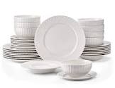 Milliken Embossed Stoneware Dinnerware Set  White  32-pc CANVAS
