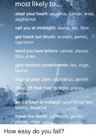 Delicate, sentimental, attractive, and reserved. Most Likely To Steal Your Heart Aquarius Cancer Aries Sagittarius Call You At Midnight Taurus Leo Libra Get Black Out Drunk Scorpio Gemini Capricorn Send You Love Letters Cancer Pisces Libra Aries