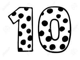 Cute Number 10. Hand Drown Vector Ten With Polka Dot. Design For 10 Kid,  Child Party Decor, Sticker, Greeting Card, Shirt Print. Happy Birthday  Anniversary Celebration Template. Royalty Free SVG, Cliparts, Vectors,