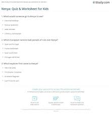 Well, what do you know? Kenya Quiz Worksheet For Kids Study Com