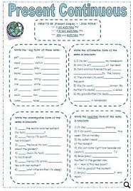 Present Continuous Formation And Exercises Present Continuous Worksheet Present Continuous Tense Simple Present Tense Worksheets